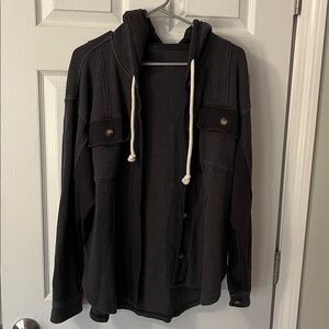 AE Waffle Knit Hooded Shacket